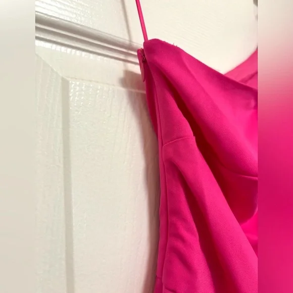 NWT REISS One-Shoulder Drape Wide-Leg Jumpsuit in Raspberry Pink - Picture 7 of 9